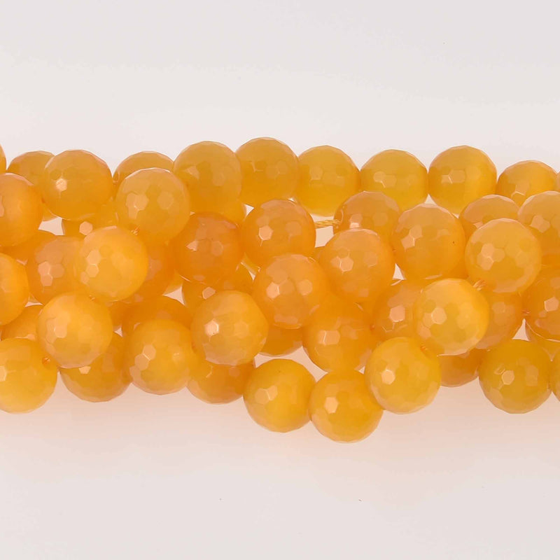 12mm Round Cat Eye Beads, Yellow, Faceted Glass, strand, bgl2029