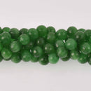 10mm Round Cat Eye Beads, Emerald Green, Faceted Glass, strand, bgl2039