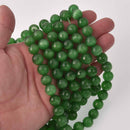 12mm Round Cat Eye Beads, Emerald Green, Faceted Glass, strand, bgl2030