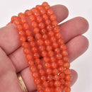 6mm Round Cat Eye Beads, Orange, Faceted Glass, strand, bgl2051