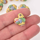 6 Chicken Beads, Ceramic Beads, Porcelain Rooster Beads, bgl2065