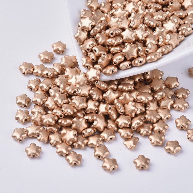 25 Czech Glass Star Beads, Matte Gold, 6mm, bgl2066