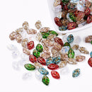 15 Czech Glass Leaf Beads, 12mm, Mixed Colors, bgl2067