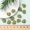 10 Czech Glass Leaf Beads, Green, 13mm, bgl2071