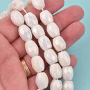14mm Barrel Porcelain Beads, white AB, faceted, strand, bgl2073