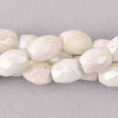 14mm Barrel Porcelain Beads, white AB, faceted, strand, bgl2073