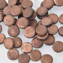 14mm Czech Glass Coin Beads, Etch Jet Full Capri, 2-holes, Metallic Foil, x6 beads, bgl2076