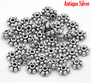 50 Silver Tone DAISY Spacer Beads  5mm bme0097