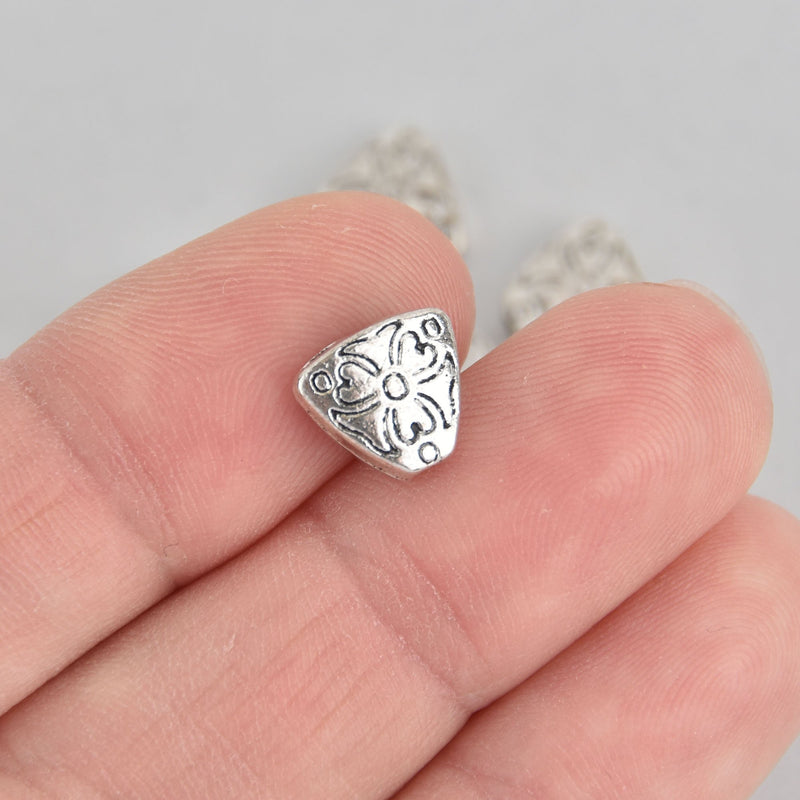 8 Silver Tone TRIANGLE Spacer Beads  10mm x 9mm  bme0112