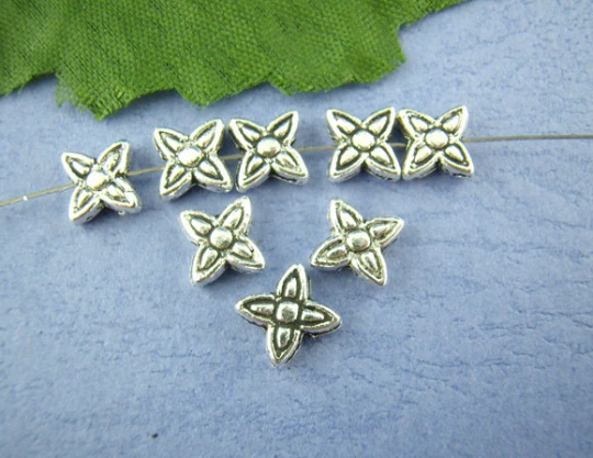 Silver STAR FLOWER Spacer Beads bme0133