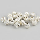 20 Silver Plated Corrugated Melon Ball Spacer Beads 8mm   bme0161