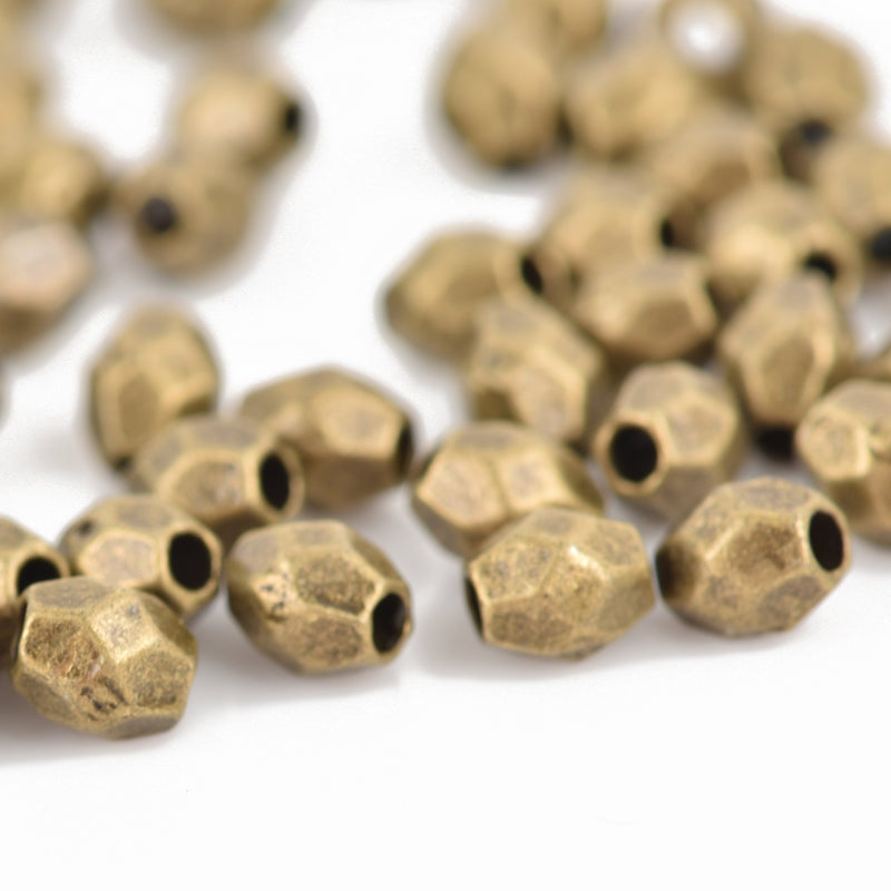 4mm Bronze Brass Spacer Beads, faceted bicone metal beads, 50 pcs, bme0418