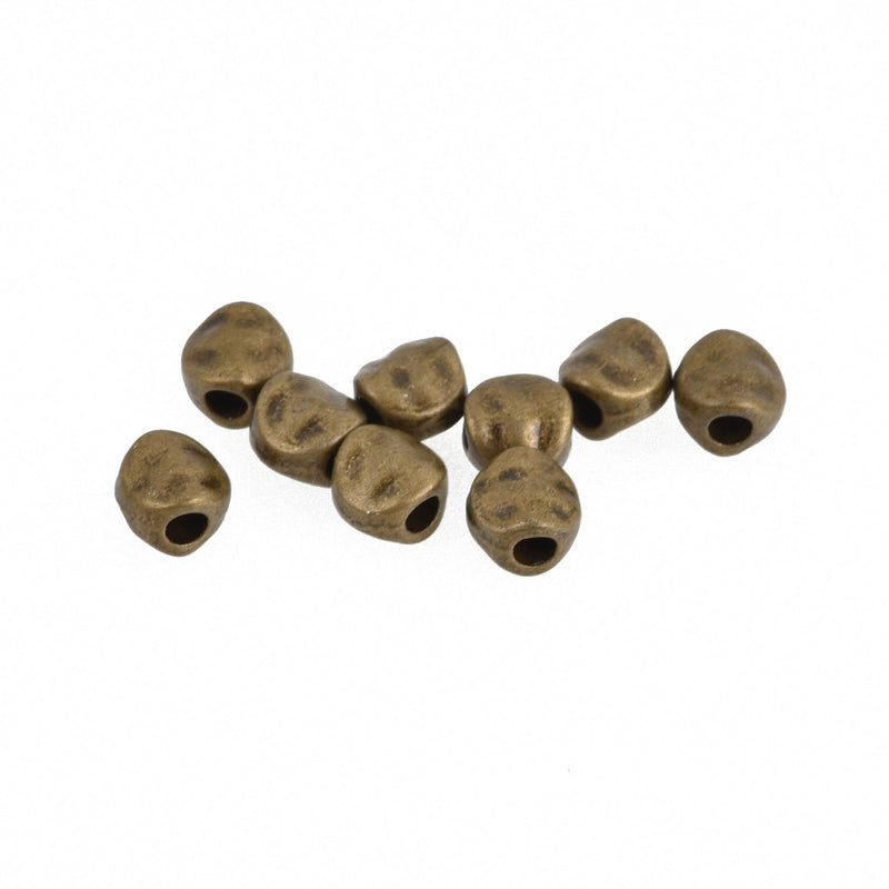 50 Bronze Hammered Metal Beads, Spacer Beads, 6mm, bme0447