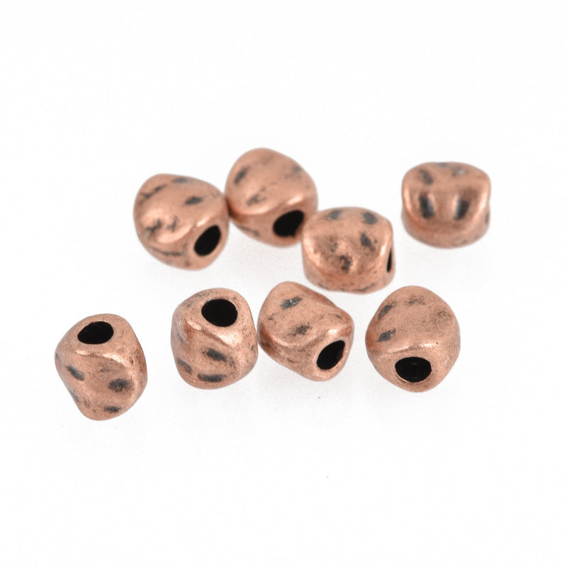 50 Copper Hammered Metal Beads, Spacer Beads, 6mm, bme0448