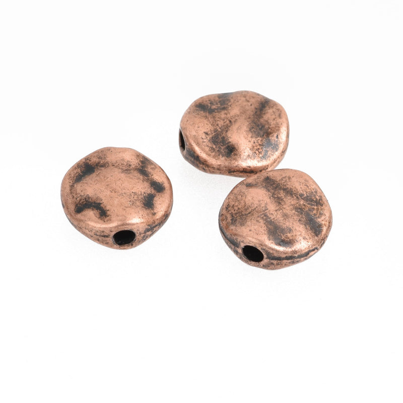 20 Copper Hammered Metal Beads, Spacer Beads, 10mm, bme0454