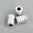 5 Silver Barrel Hammered Metal Beads Spacer Beads 15mm x 10mm, bme0471