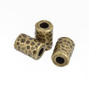 5 Bronze  Barrel Hammered Metal Beads Spacer Beads 15mm x 10mm, bme0472