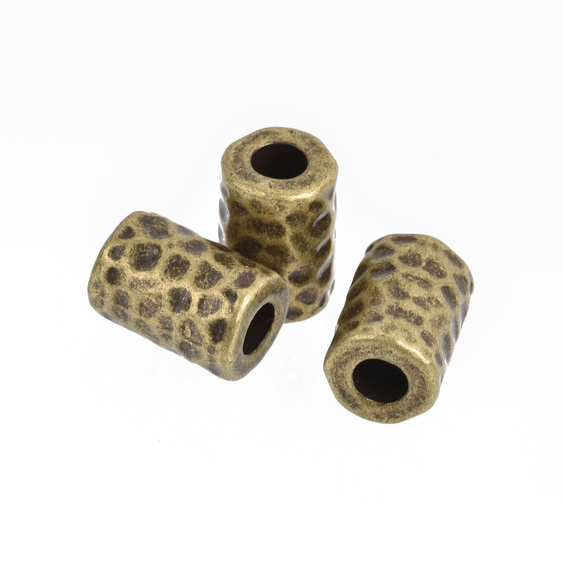 5 Bronze  Barrel Hammered Metal Beads Spacer Beads 15mm x 10mm, bme0472