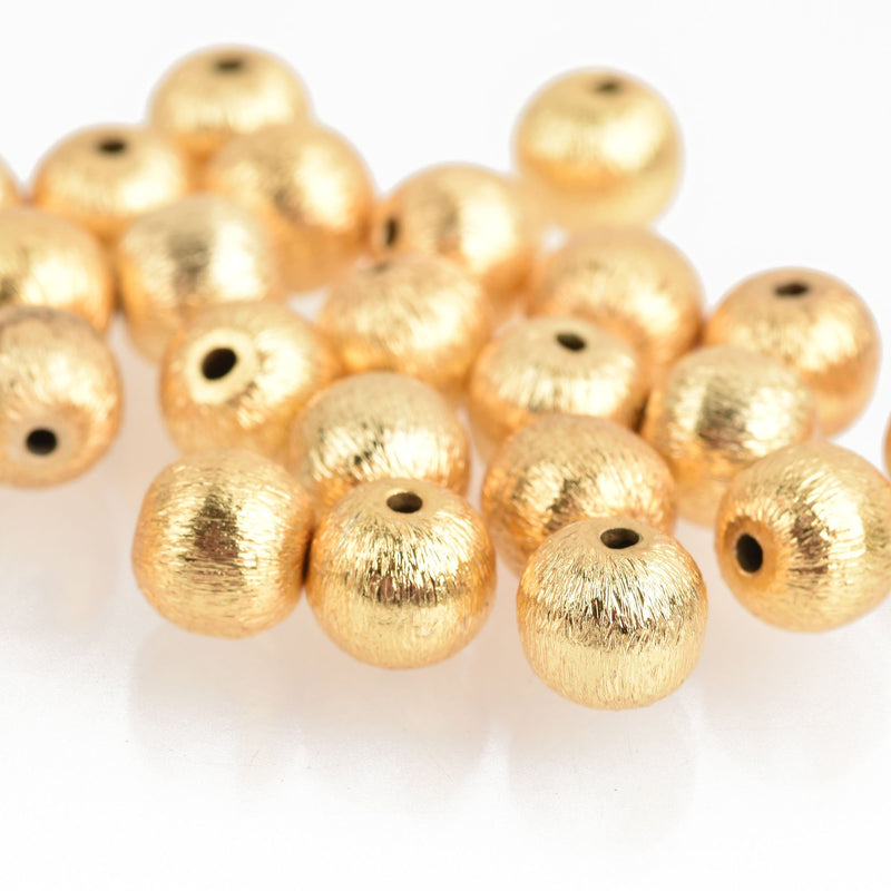 8mm Round Gold Beads brushed gold plated over copper about 27 beads bme0477