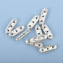 30 Silver Multistrand Rhinestone Beads, Crystal 3 Hole Spacer Bars 21x7mm bme0485