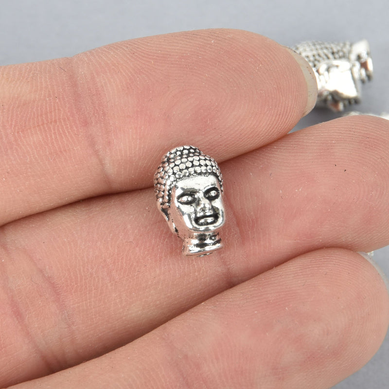 30 Silver BUDDHA HEAD Beads, Metal Spacer Beads, 13mm, bme0487b