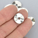 25 Silver Wavy Metal Spacer Beads, 14mm, bme0490a