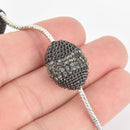 2 Gray Crystal Oval Beads, Gunmetal Micro Pave Faceted Rhinestone 20mm bme0499