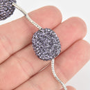 2 Purple Crystal Oval Beads, Micro Pave Faceted Rhinestone 20mm bme0504