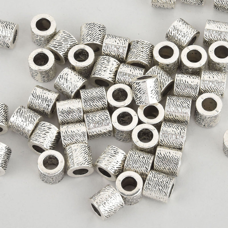10 Silver Barrel Metal Beads Spacer Beads 8mm bme0506