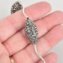 2 Gunmetal Crystal Oval Beads, Micro Pave Faceted Rhinestone 27mm bme0519