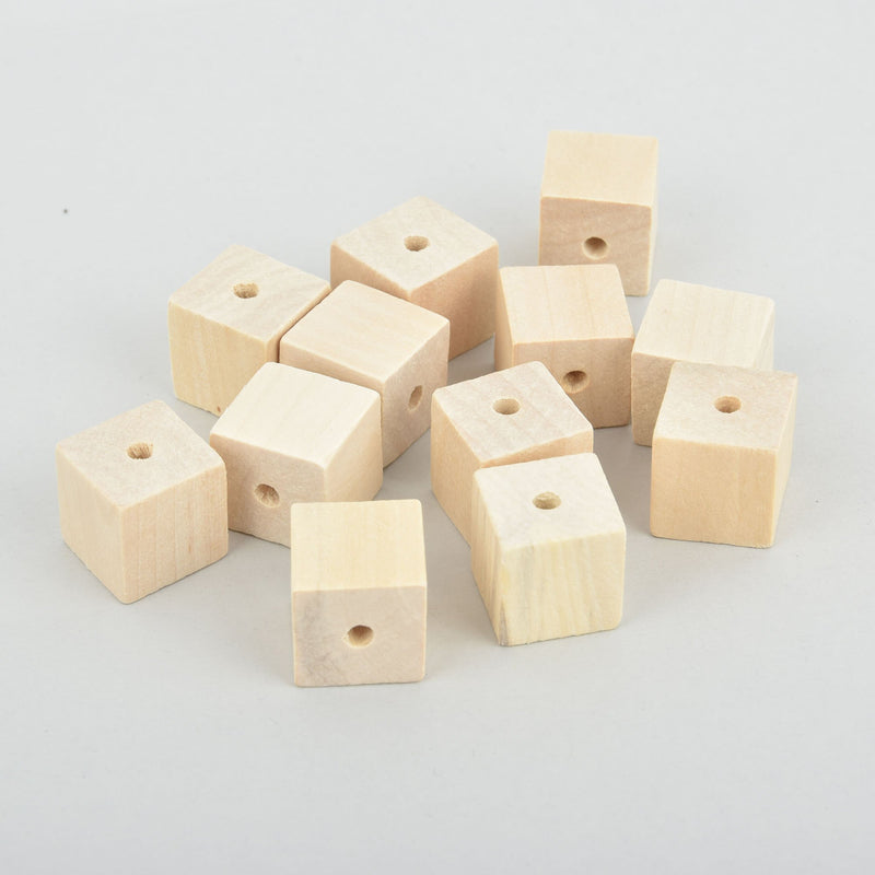 30 Natural Hinoki Wood Spacer Beads CUBE SQUARE 20mm bme0520