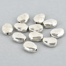 10 SILVER Hammered Metal Beads, Oval Spacer Beads, 15mm bme0534