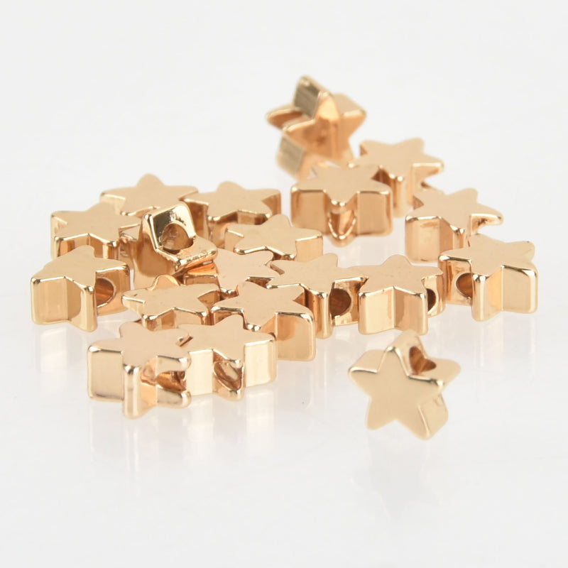 20 Gold Star Beads, 14K Gold Plated Spacer Beads, 5mm bme0537