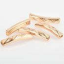 2 Gold Tube Beads, Stamped Diamond Pattern, Curved Bracelet Bead, 1-1/2" bme0538