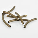 20 Bronze Spacer Bead Tubes, Plated Curved Beads, 2" bme0546