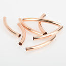 20 Rose Gold Copper Spacer Bead Tubes, Plated Curved Beads, 2" bme0547