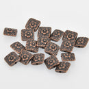 20 Square Antiqued Copper Metal Beads, Spacer Beads, 10mm, bme0550