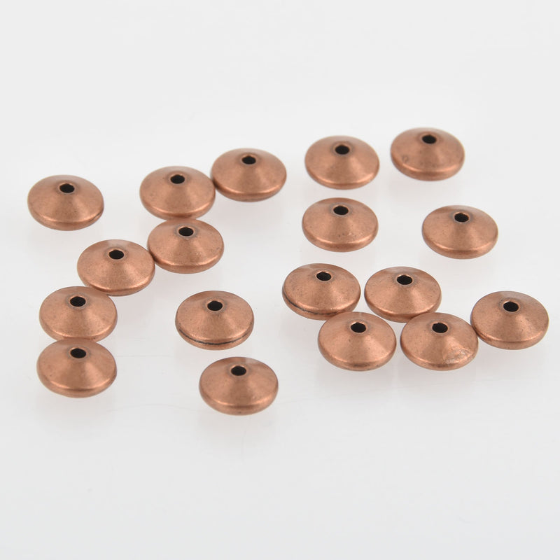 8mm Copper Saucer Spacer Beads, Bicone, x20 beads, bme0553
