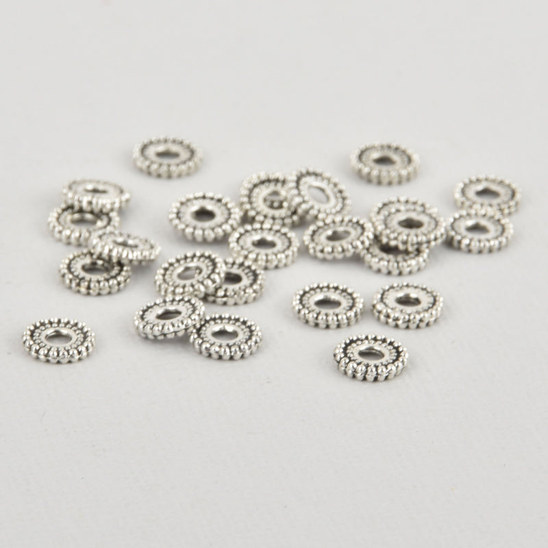 8mm Silver Rondelle Spacer Beads, Bicone, x30 beads, bme0556