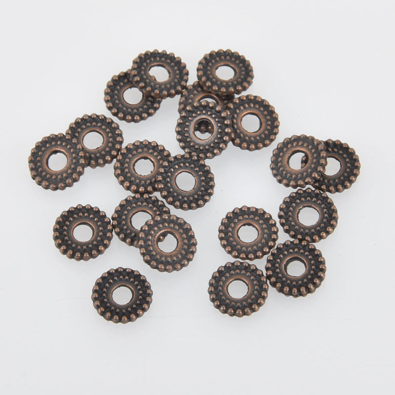 8mm Copper Rondelle Spacer Beads, Bicone, x30 beads, bme0557