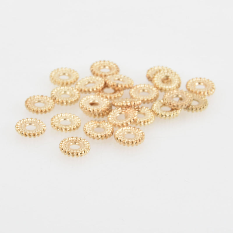 8mm Light Gold Rondelle Spacer Beads, Bicone, x30 beads, bme0560