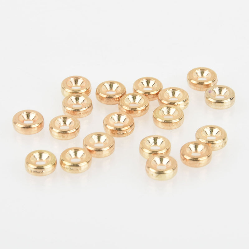 8mm Light Gold Rondelle Spacer Beads, Bicone, x20 beads, bme0561