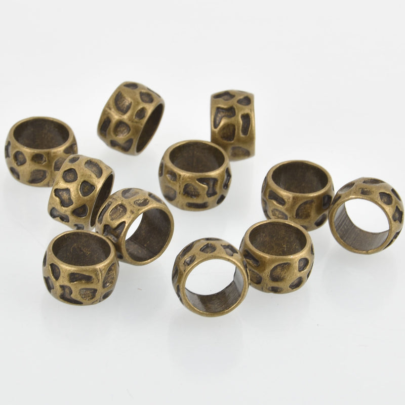 13mm Large Hole Spacer Beads, Bronze, 10 beads, bme0573