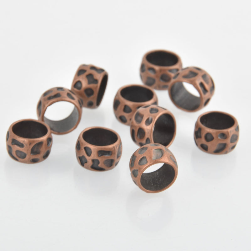 13mm Large Hole Spacer Beads, Copper, 10 beads, bme0574