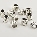 12mm Large Hole Spacer Beads, Oval Barrel, Silver, 8 beads, bme0576