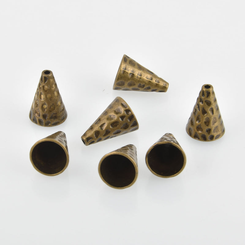 6 Bronze Bead Cones fits 13mm bme0581