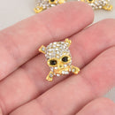 1 Rhinestone Gold Metal SKULL and CROSSBONES Bead 18mm bme0588