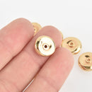 13mm Gold Saucer Beads, Metal Rondelle Spacer Beads, x10 beads, bme0592