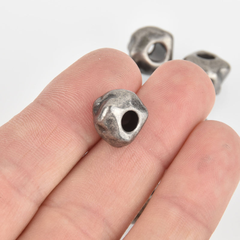 12mm Gunmetal Nugget Beads, Metal Spacer Beads, Large Hole, x10 beads, bme0597