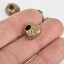 12mm Bronze Nugget Beads, Metal Spacer Beads, Large Hole, x10 beads, bme0598